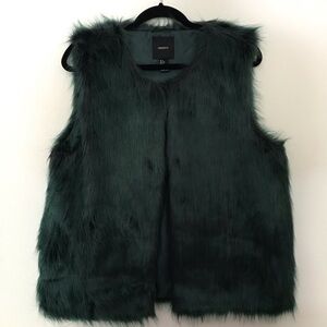 Dark Forest Green Faux Fur Vest - Women's
